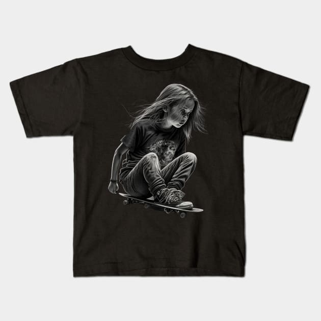 skater girl Kids T-Shirt by JayD World